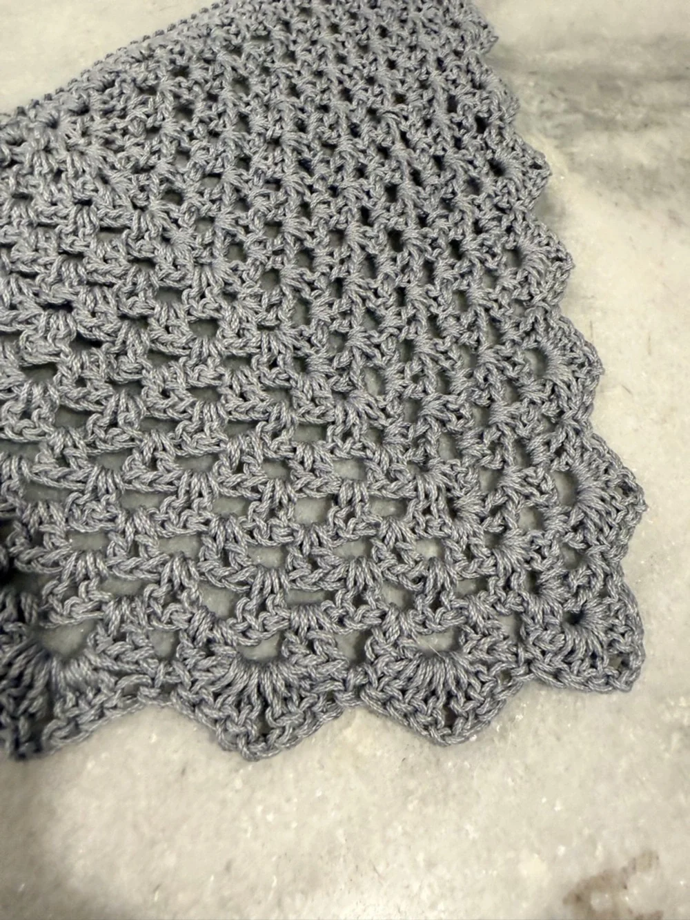 Handmade Crochet Kerchief Head Scarf Cotton Boho Triangle Wrap Fest Cottagecore